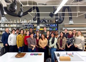Cornell vistors and Buffalo State hosts pose in one of the conservation labs for a group photo