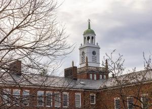 Image of Rockwell Hall bell tower against a cloudy sky.