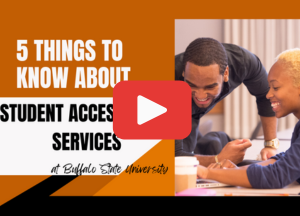 Graphic promoting Student Accessibility Services Video video