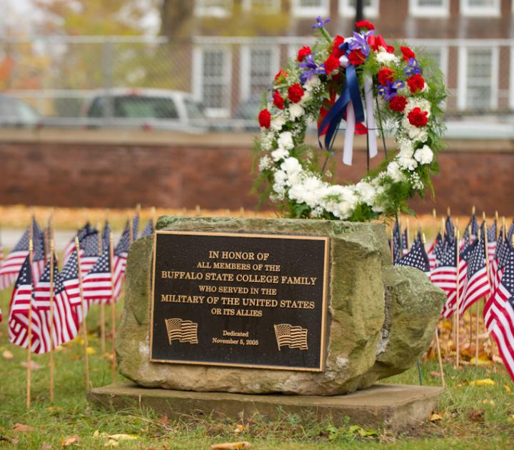 Plaque honoring veterans on Buffalo State campus